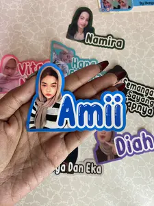 Stiker vinyl Foto dan Nama Custom 9x6cm Kertas STIKER FOTO PACAR foto ayang VINIL Motorcycle Anti Air Glossy