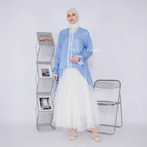 Sierra Series Kebaya Modern Viscos Semisutera Batik dengan Lace Renda dan Kancing Lucu - Katun, Karet, Mewah, Balon, Busui, Panjang, Dress, Tangan, Wanita Viscose Cantik