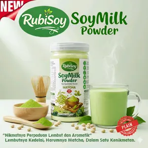 Rubisoy Susu Kedelai Bubuk Murni Premium 400gr Rasa Matcha, Tinggi Protein Rendah Gula