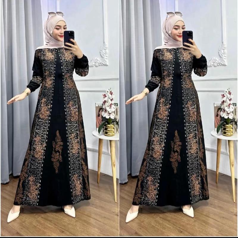 Gamis Twill Rayon Premium Model Kancing Terbaru Jumbo Syari Kekinian Batik Cap Muslim Motif Lebaran • simpel Simple XL Elegant Simple 2