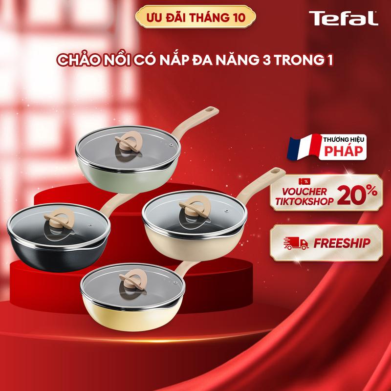 Chảo nồi chống dính 22cm có nắp Tefal  đa năng 2 trong 1 G1662524/ G1652524/ G1672524