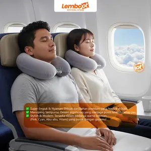 LEMBOOT Bantal Leher Travel U-Shape Bantal Leher Mewah Travel