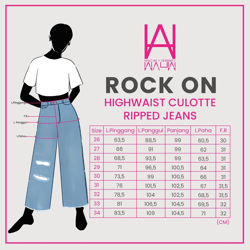 WAUW - ROCK ON Kulot Ripped Jeans Highwaist - Cream 2234 1