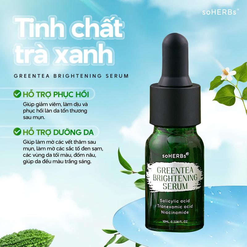 Tinh Chất Serum Trà Xanh Soherbs - Hỗ Trợ Làm Mờ Thâm Giảm Mụn Dành Cho Tất Cả Các Loại Da - 10ml Skincare Nữ Chăm Sóc Da Women Làm Đẹp Da Chăm Da Đón Tết