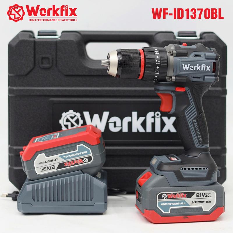 Máy Khoan Pin Workfix WF-ID1370N 21V 2Ah - Lực Siết 70N - Đầu Kẹp 13mm Auto Lock - Brushless Motor - Chân Pin Phổ Thông 2 Pin - Bảo Hành Chính Hãng