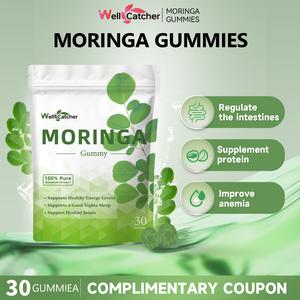 Wellcatcher-Moringa gummy candy Lowers Blood Sugar 400mg of moringa contains vitamins A and C, potassium, calcium, dietary protein, lowers blood pressure, regulates gastrointestinal health, and boosts immunity.