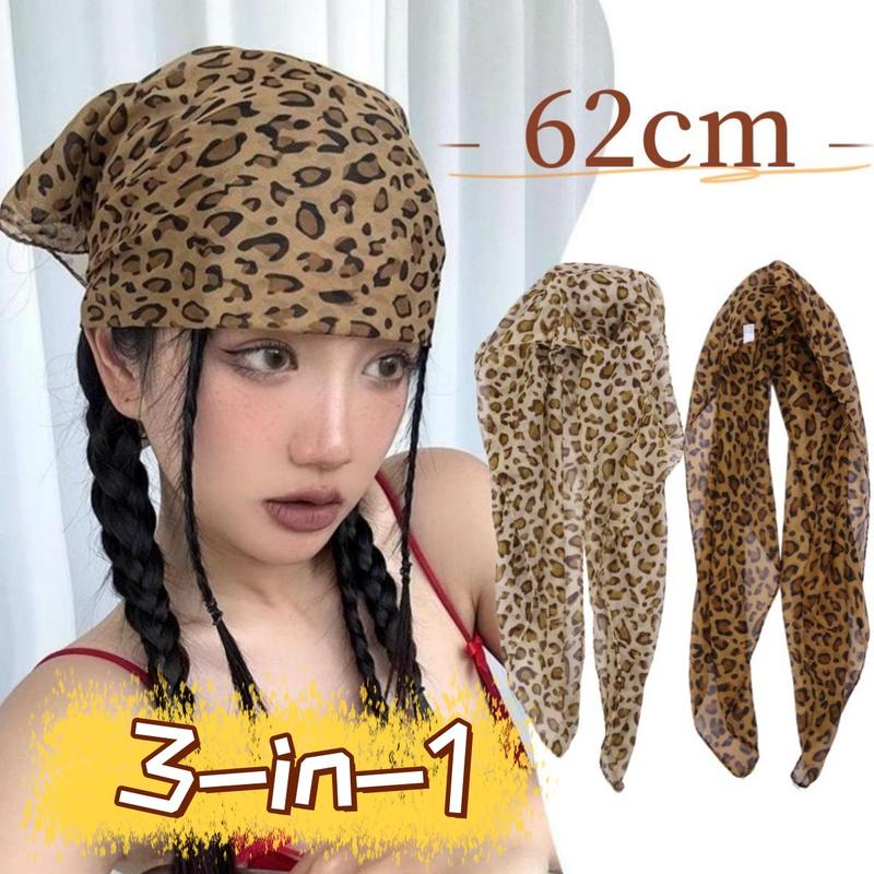 Khăn Trùm Đầu Họa Tiết Da Báo Cổ Điển Phong Cách Y2K, Khăn Quàng Cổ Thời Trang 3 Trong 1, Đồ Trang Trí Thắt Lưng, Thích Hợp Cho Bé Gái Và Phụ Nữ, Băng Đô Khăn Quàng Cổ Vuông, Tuyệt Vời Làm Quà Tặng, 62cm