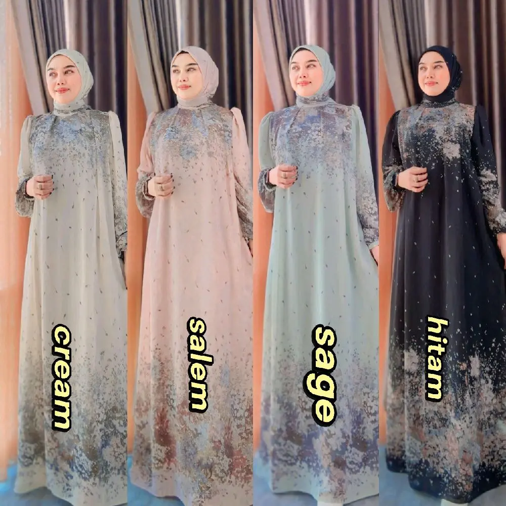 Rekomendasi baju gamis cantik mewah  ceruty motif Dewasa Muslim murah