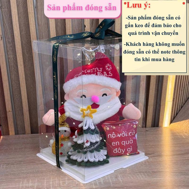 Sét gấu bông kèm hộp đựng trong suốt . set quà tặng gấu bông baby three đựng trong hộp