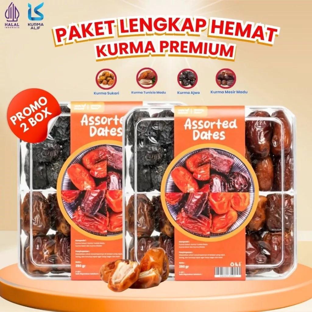 [PROMO 2 BOX] Kurma Assorted 4 in 1 Kurma Sukari Kurma Ajwa Kurma Tunisia Madu Oleh Oleh Haji Umroh