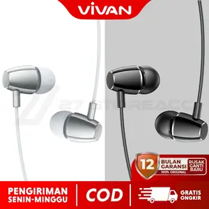 VIVAN Headset Extra Bass Q19 Earphone HD Sound Stereo With Volume Control Metal Allumunium Material Jack 3,5mm Bergaransi Resmi 1 Tahun COD Pengiriman Senin-Minggu Handsfree