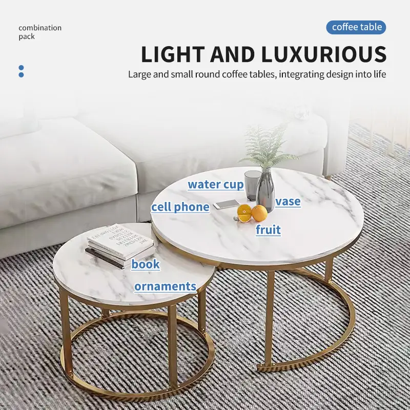 COD Meja Tamu Meja Kopi Coffee Table Meja Ruang Tamu Meja Tamu Sederhana Modern Rotundity Dua Potongan Set 3