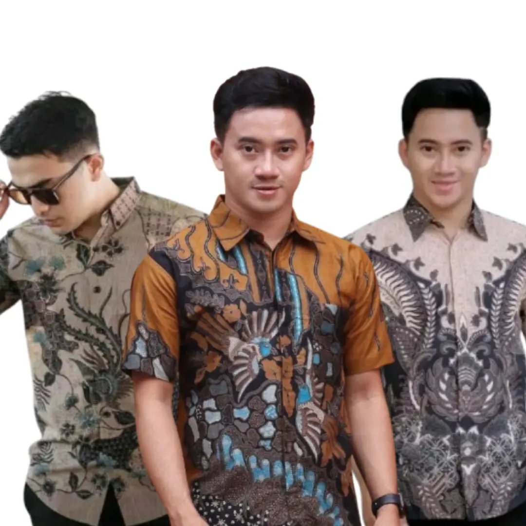 Kemeja Batik Pria Elegan Lengan Pendek Coklat Dewasa // Baju Batik Pria Dewasa