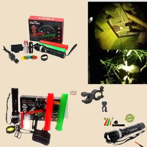 Paket senter lid untuk kegiatan berburu Hunting malam hari super terang + Holder monting ududukan senter batrai carjer 5 lensa