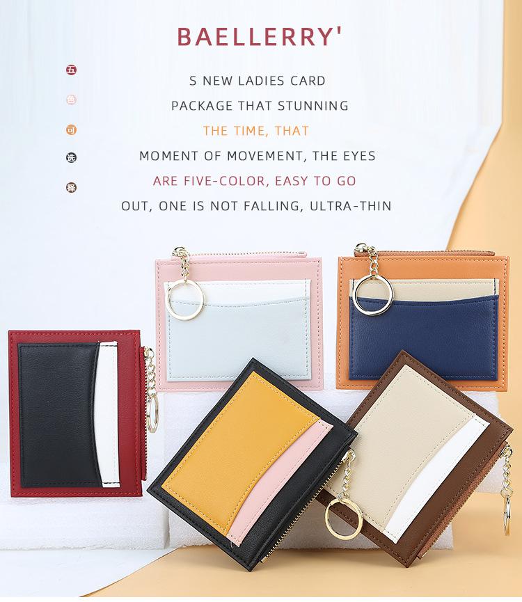 Product Introduction of Baellerry Womens Korean Style Patchwork PU Zippered Key Holder Multiple Card Slots Compact Wallet 7