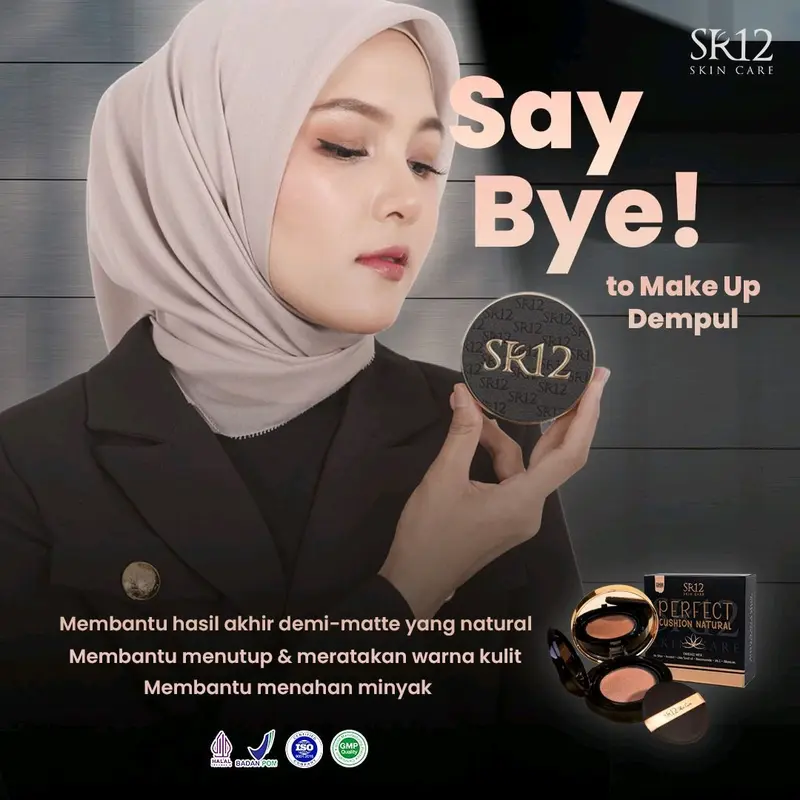 Perfect Cushion SR12 Bedak Basah dan Refil isi ulang Glowing Tahan Lama Anti Air BPOM Skincare Natural dan Ivory Concealer Foundation Cover long Lasting Waterproof 4