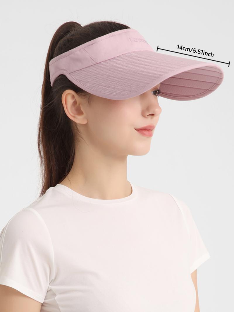 Product Introduction of Fashion Summer Barbie Powder Solid Color Women's Sun Hat, Foldable Storage Empty Top Visor Hat, Breathable Quick Drying Fabric, Outdoor Yoga, Cycling, Running Hats 3