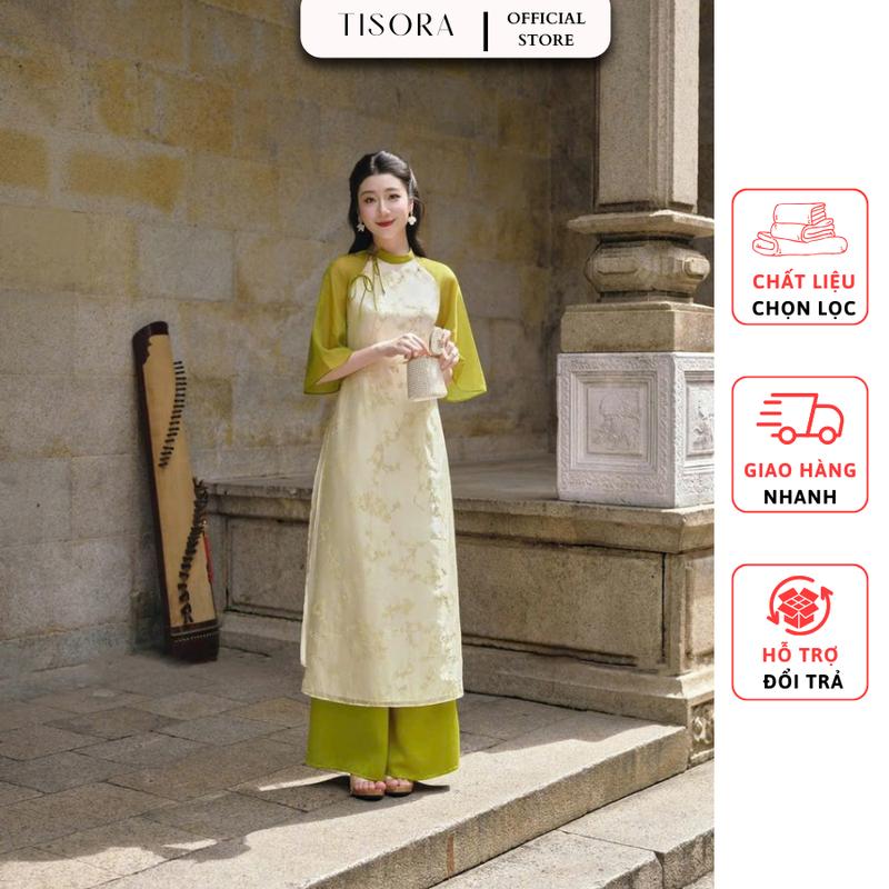 Set áo dài cách tân dáng suông thắt nơ 4 tà + quần lụa mặc Tết, đám cưới, đám hỏi, đi chùa, chụp ảnh, du xuân - Size S M L XL XXL XXXL Nữ Women