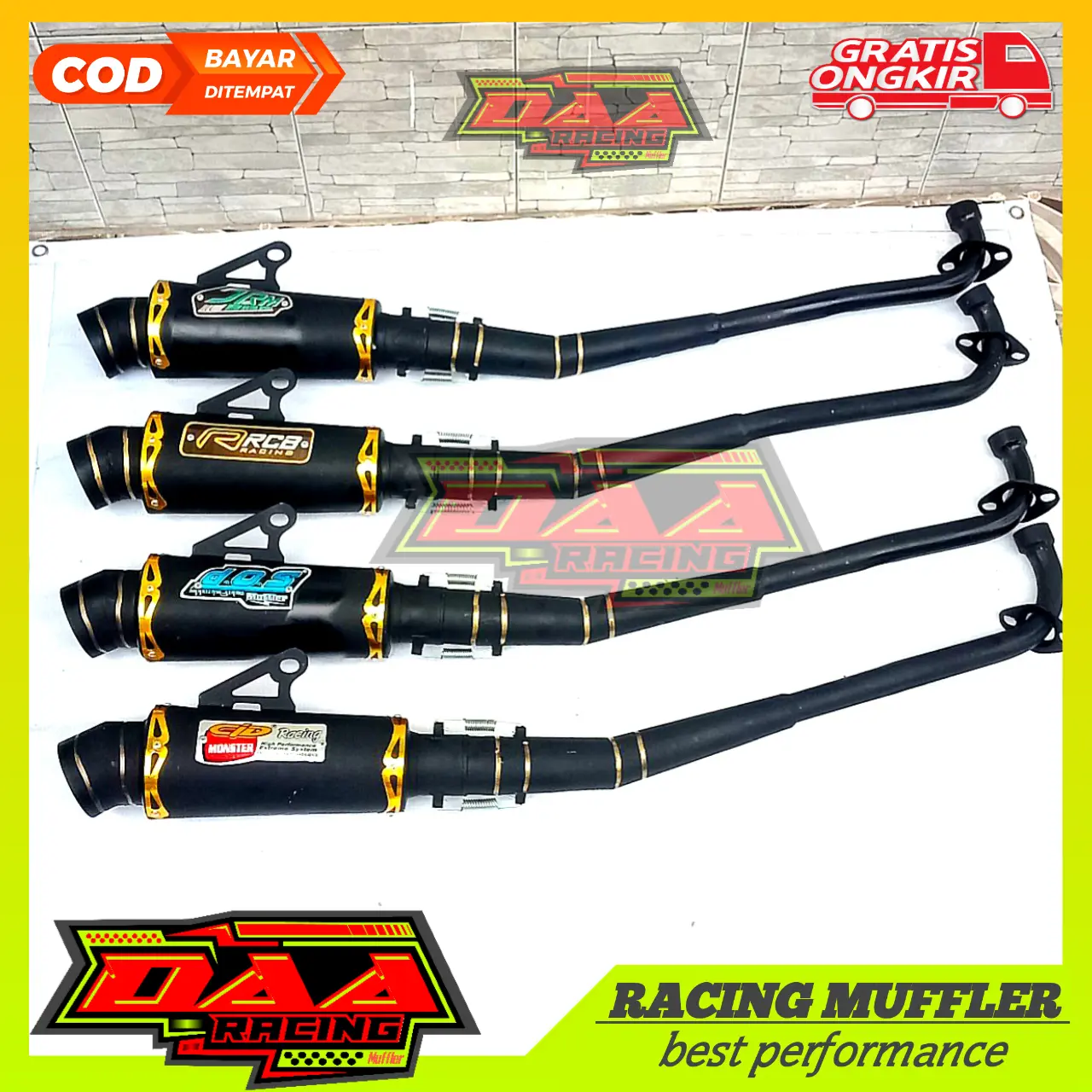 Knalpot racing DOS hitam jupiter supra revo absolutr RCB shogun vega JRM astrea win c70 c100 CLD smash karisma blade motor bebek Motorcycle