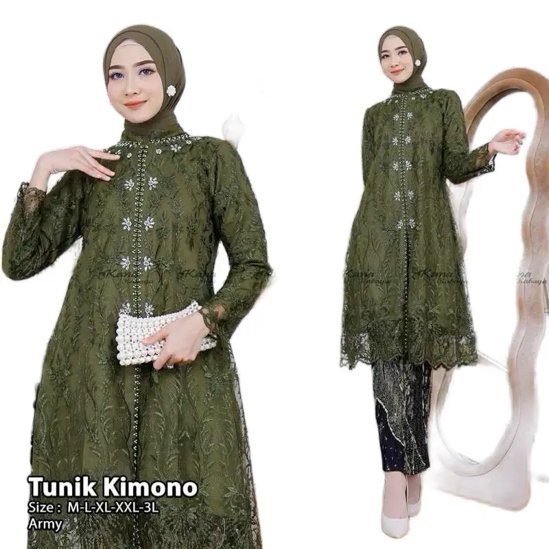 Hameedah - Set Kebaya Tunik Tile Payet Jumbo Ld 130 Baju Kondangan Wanita Kekinian Modern Atasan Pesta Mewah Dewasa Dress Remaja