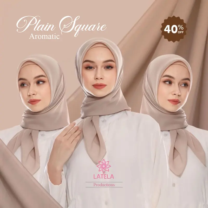Latelahijab - Plain Square Aromatic Hijab Segi empat Polycotton Premium Finishing Jahit Tepi Hijab Wangi Anti Letoy 0