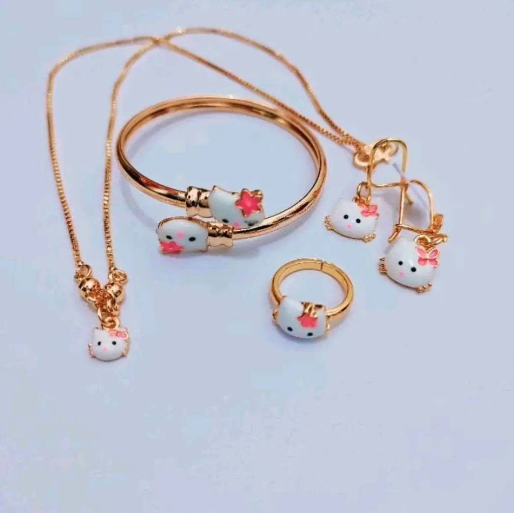 set perhiasan anak motif hello kiti 4 pcs titanium anti luntur anak prempuan