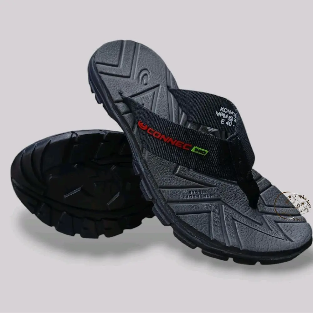 TERBARU SANDAL JEPIT HIKING, CONNEC KONATE PRO ORIGINAL Pria Sendal Hitam