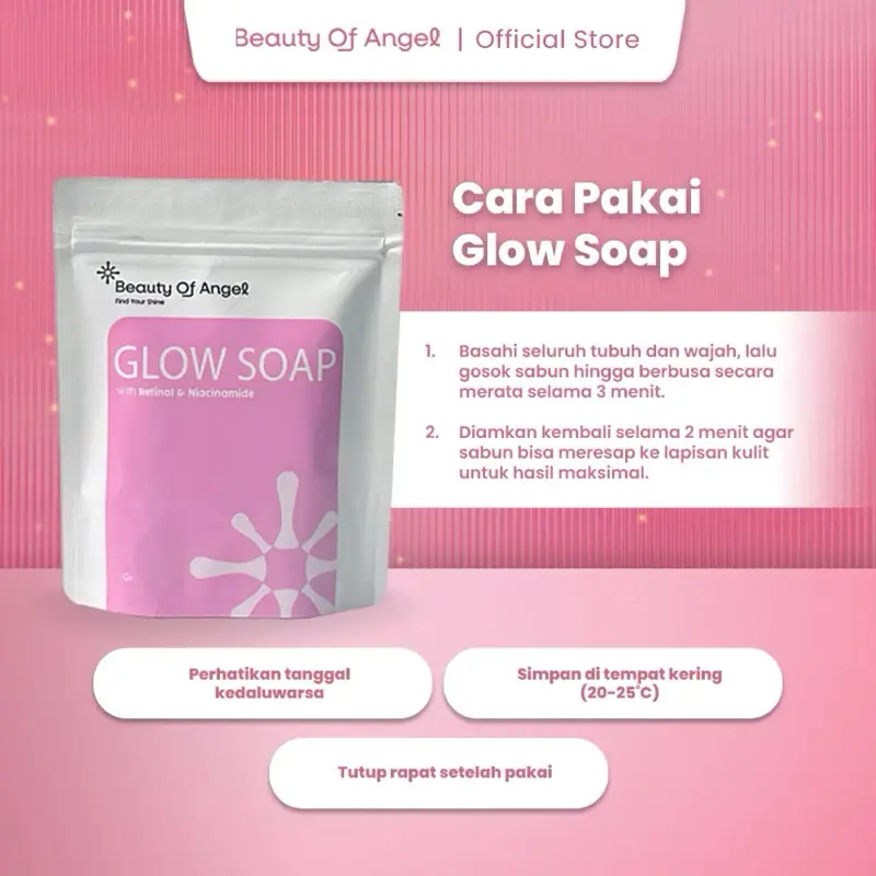Glow Soap Beauty Of Angel Sabun Pemutih Badan Perawatan Mandi Muka Wajah Collagen Jerawat Tubuh Acne Bakteri Pria Wanita