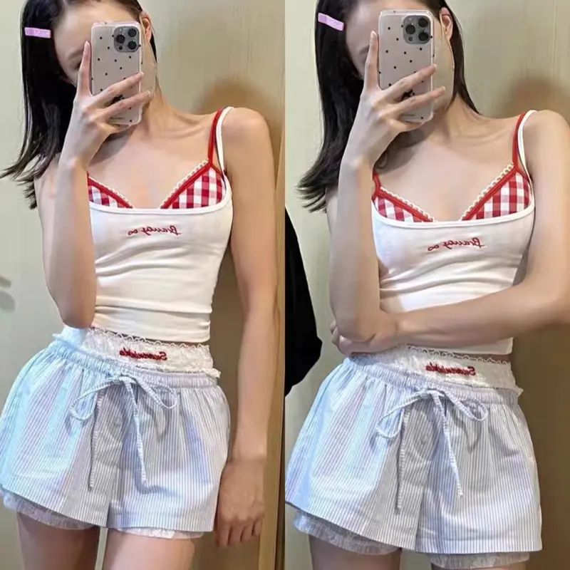 Tách lẻ set áo quần short kèm ren, set đồ mùa hè xinh xắn, set đồ mặc đi biển