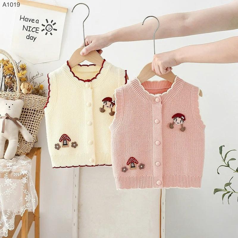 Hey Susie A1019- Áo Gile Len Cô Gái (Kem/Hồng) Cho Bé Gái Size 8-16kg