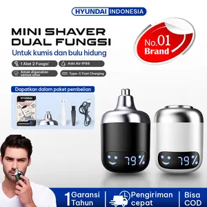NEW Hyundai Shaver 2in1 Pembersih Bulu Hidung – Shaver Jenggot Kumis  Waterproof Elektrik Mini Nose Hair Trimmer Stainless Steel Aman - Alat Cukur Bulu Hidung Tanpa Sakit & Anti Iritasi- Nose Hair Trimmer Elektrik Waterproof –Praktis untuk Pria & Wanita