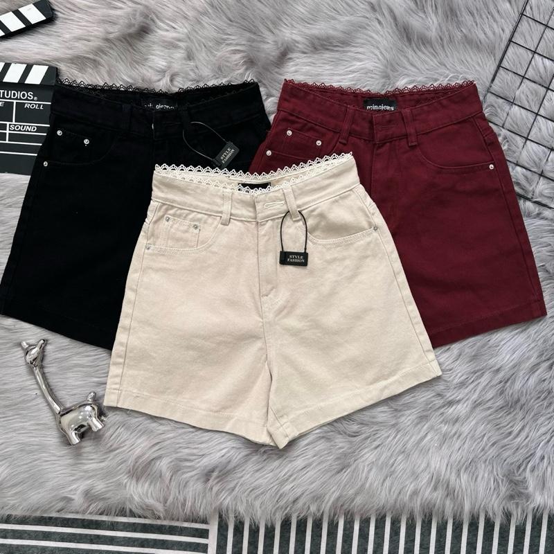   MINA JEANS  Quần SỌT Jean Nữ PHỐI REN Vải đay đứng form nhiều màu 