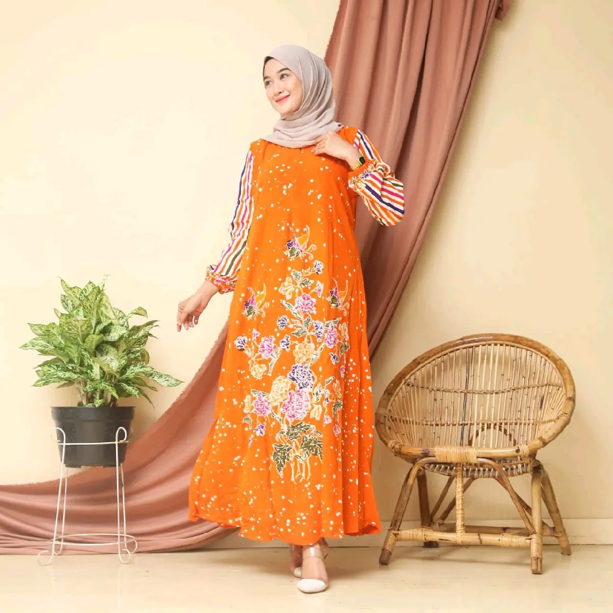 Gamis Wanita Encim Galaran Ld 110 Pb 135 Rayon Super Sleting Depan - Muslim Nyaman Formal Cantik Dress