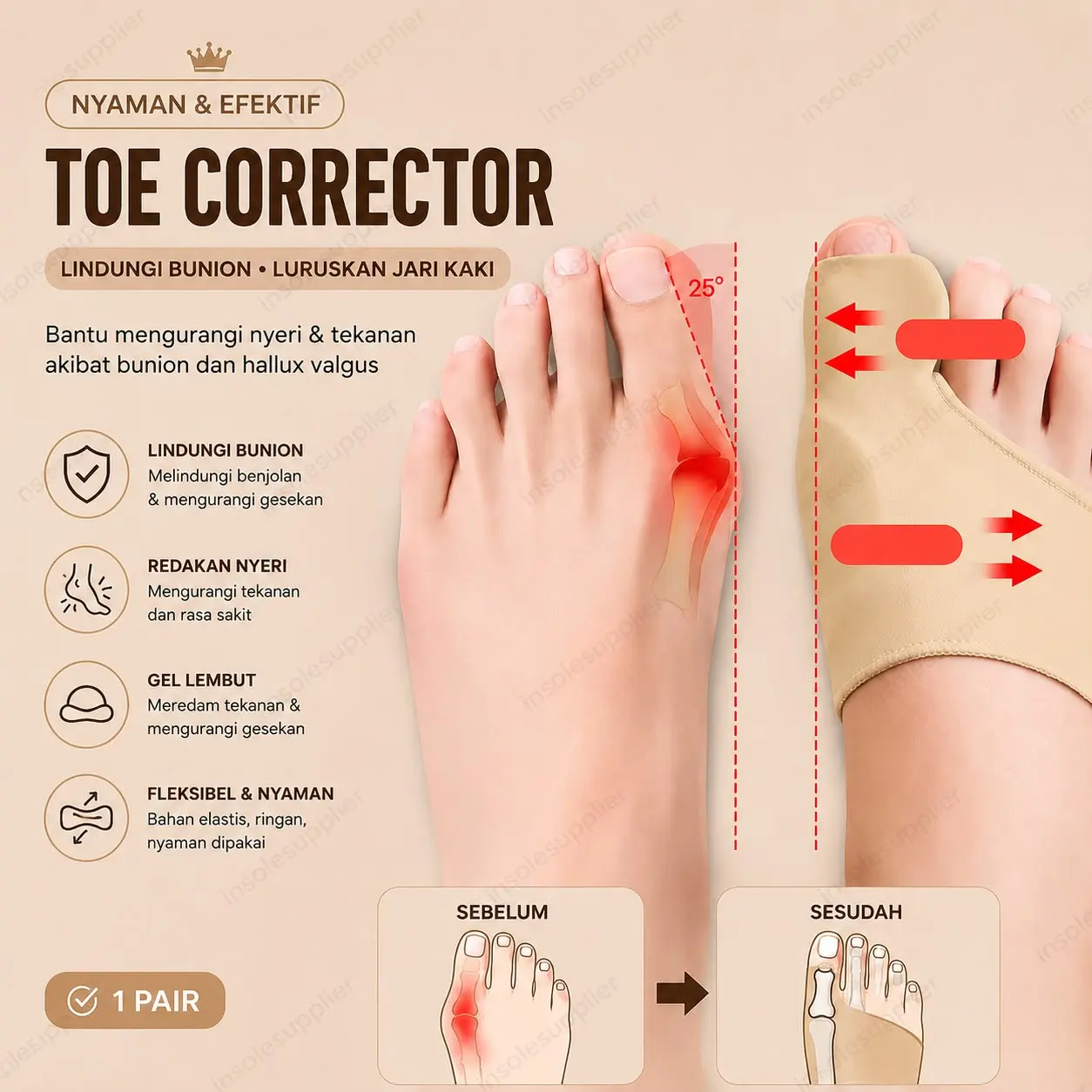 INSOLE SILIKON KOREKTOR TULANG JEMPOL BUNION HALLUX VALGUS Shoe