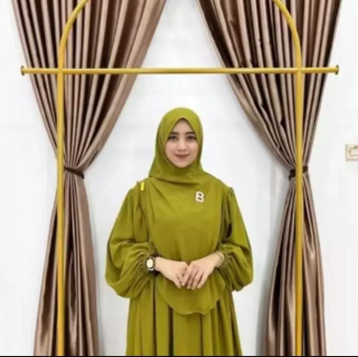 baju lebaran Gamis Syari Crinkle Airflow Gamis Muslim Wanita Wanita Dewasa Jilbab Tebal Kondangan Lembut