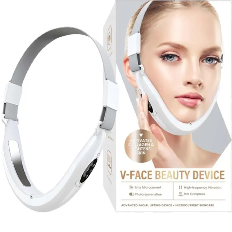 Face Lifting Device, 1 Piece Electric V-shape Face Massager, Double Chin Reducer, Electric Face Lift Up Device, Micro Current Color Light Ems Vibration Constant Temperature Beauty, Womens Massager, Christmas Gifts for Girlfriends