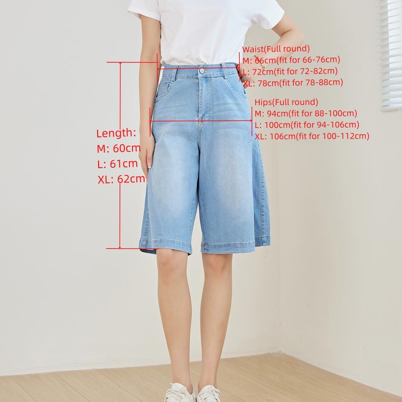 Product Introduction of Silverworld 10117  wide leg jeans high waist loose knee length denim pants 22