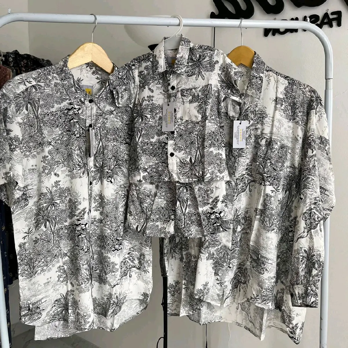 couple kemeja ayah ibu dan anak MOTIF COCONUT TREE  bahan rayon premium (HARGA TERPISAH)