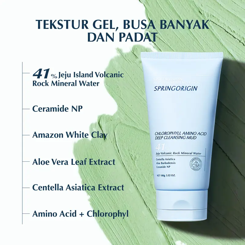 [BPOM] SpringOrigin Korea Treatment Pembersih Lumpur dengan Klorofil & Asam Amino - 2-in-1 Pembersih Wajah dan Masker, Mengontrol Minyak dan Mengecilkan Pori 5