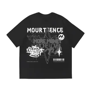 Mourteence Boxy Shirt Katun 20s Hitam Atasan Dewasa Kaos Baju Wanita Oblong Distro Pria