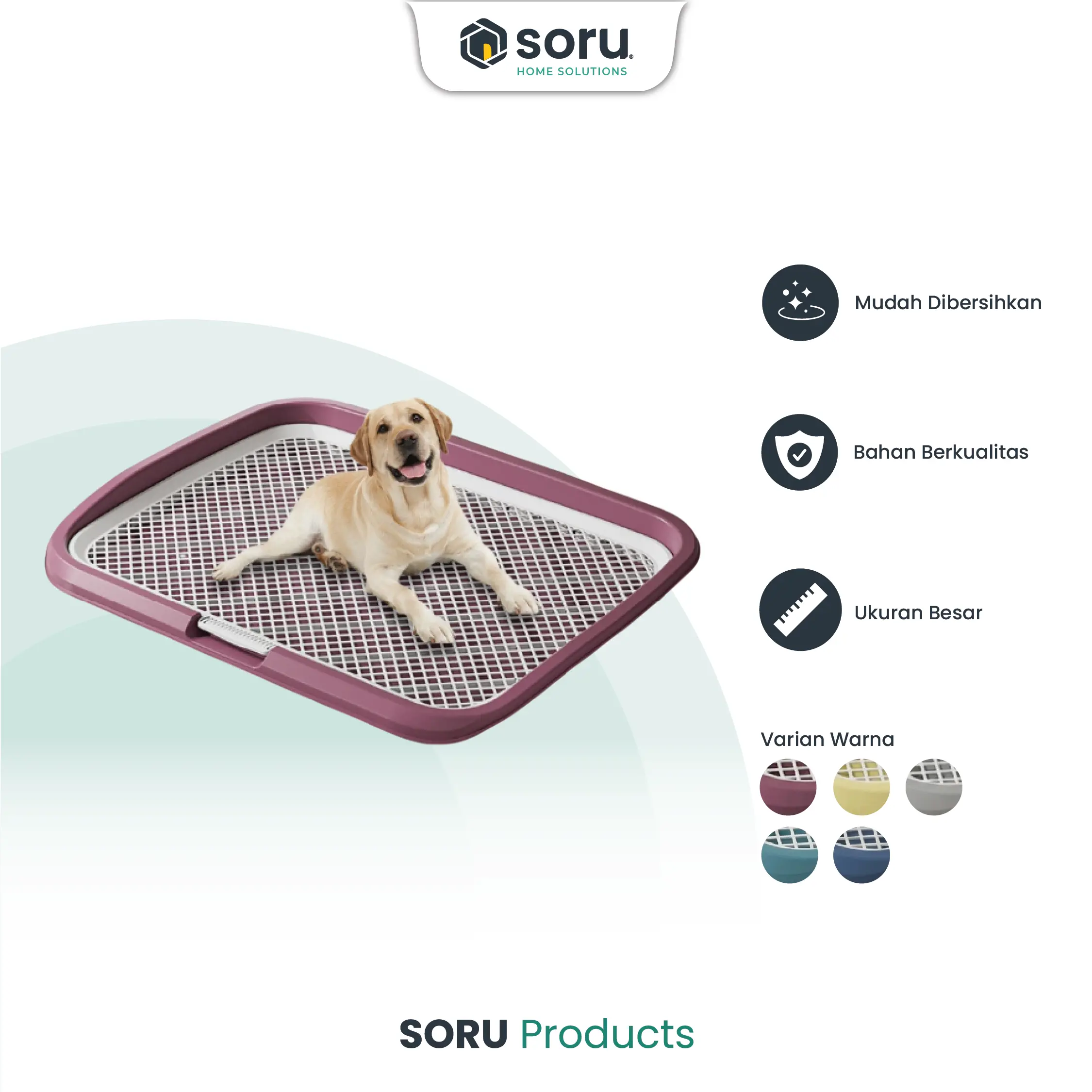 SORU - Pet Toilet Potty Tray Training Pee Poop Pad Anjing Kucing Anti Licin Jumbo 65 x 50 x 6,5 cm