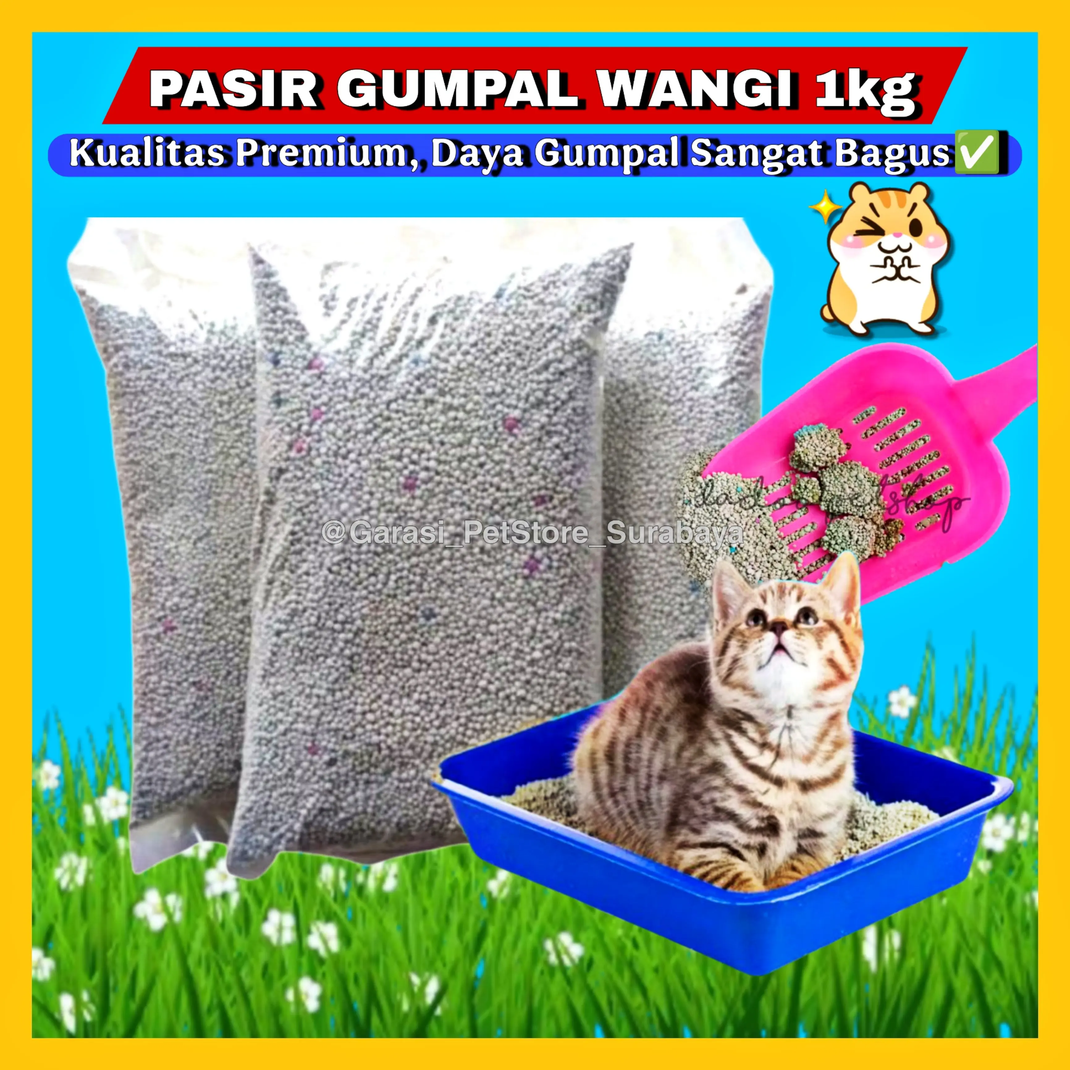 Pasir Gumpal Wangi 1kg Premium Daya Gumpal Sangat Bagus Tidak Bau Pup Pasir Kucing Gumpal Wangi 1kg