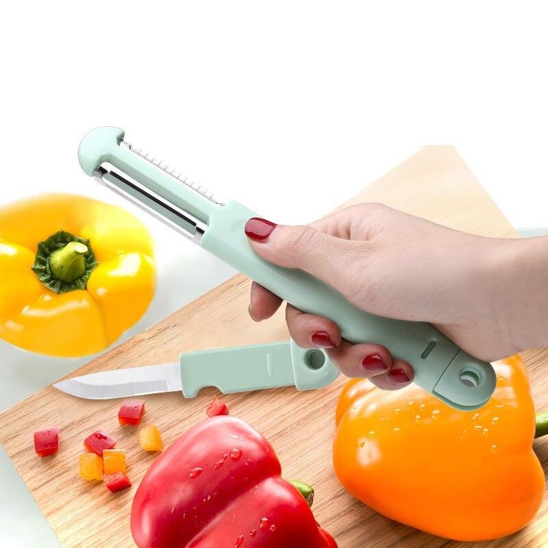 3 In 1 402 Stainless Steel Multi functional Peeler Home Skin-peeler Fruit Apple Potato Scraper Peeler Grater Kitchen 3