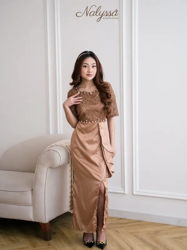 SAFFIYA - Sophia Dress (PREMIUM) / M,L,XL / Dress Pesta Wanita / Dress Natal / dress brukat terbaru / dress mewah 2