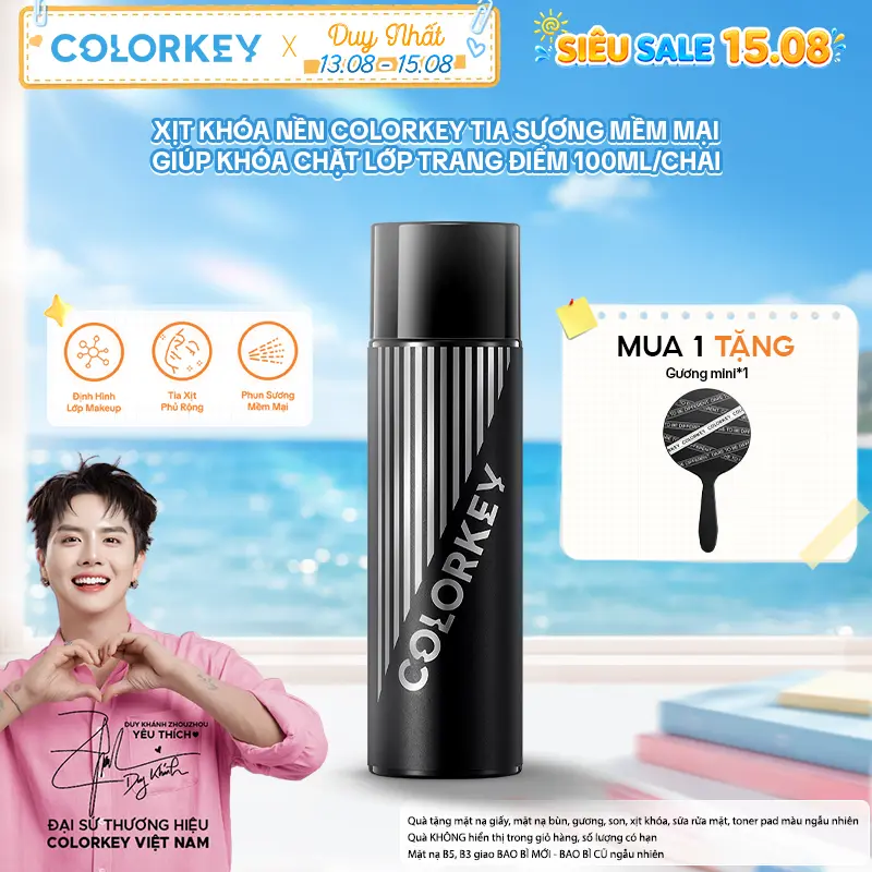 Xịt Khóa Nền COLORKEY PHIÊN BẢN NÂNG CẤP Tia Sương Mềm Mại Giúp Khóa Chặt Lớp Trang Điểm 100ml