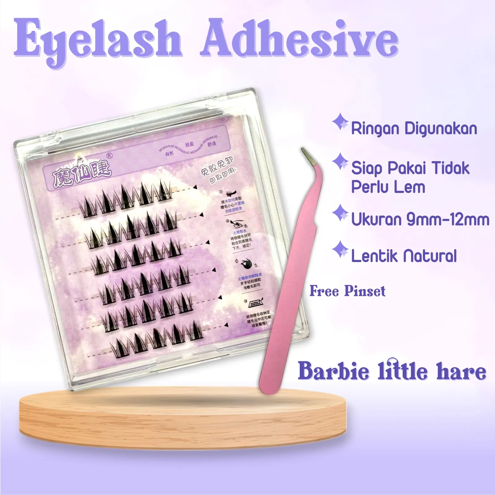 EYELASH ADHESIVE TANPA LEM MODEL BARBIE LITTLE HARE UKURAN 8MM - 13MM LEBAR 6MM TINGGAL TEMPEL SUDAH LENTIK BULU MATA PALSU SIAP PAKAI EYELASH EXTENSION Mata Palsu Tanpa Lem Eyelash Extension Eye lash Eye Make Up Douyin Lash Gaya SUNFLOWER BUNGA MATAHARI