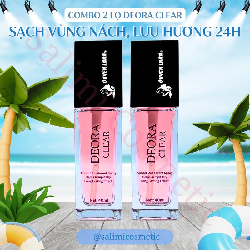 COMBO 2 Chai Xịt Khử Mùi DEORA CLEAR 40ml, Cho Vùng Nách Khô Thoáng, Với Hương Nước Hoa Nhẹ Nhàng Quyến Rủ - HÀNG CHÍNH HÃNG