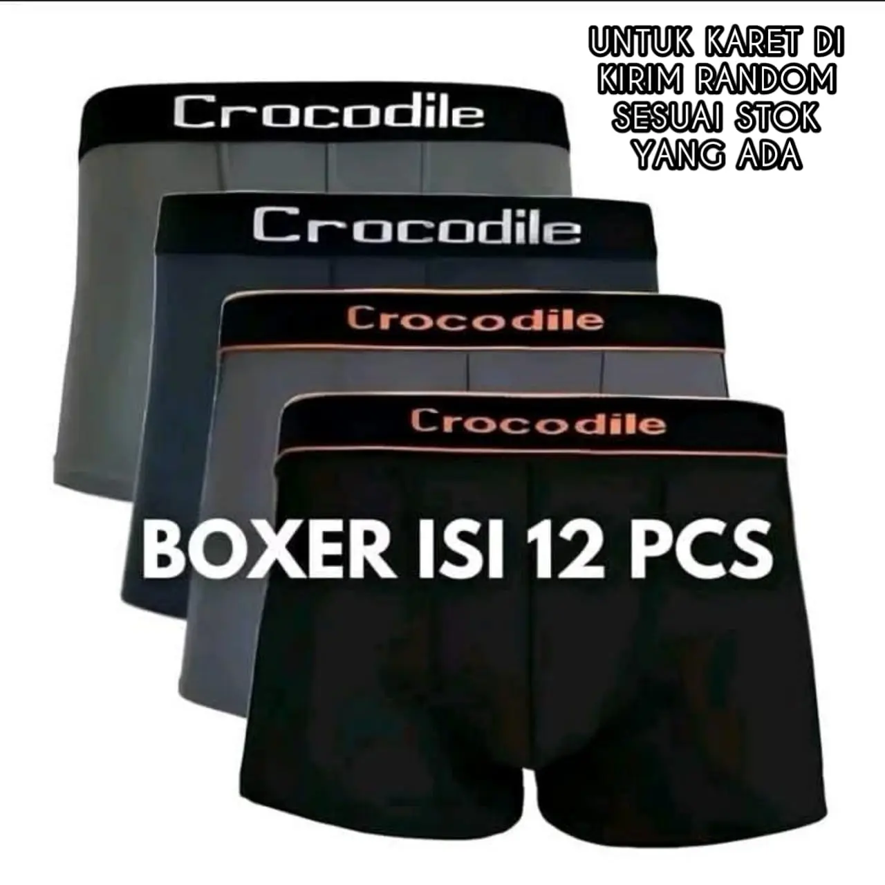 paket hemat isi 12  pcs celana dalam pria UNDERWEAR celana dalam pria dewasa bahan katun lembut nyaman dipakai terlaris Boxer Boxer Cowok Pendek Pendek Karet Karet Motif Hitam