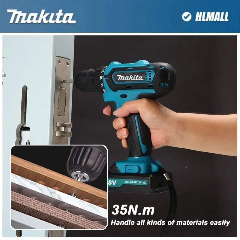 MAKlTA 86vf Mesin bor 2baterai cas 10mm bor listrik murah bor tangan baterai besi tembok Beton kayu - Cordless Drill bor cas 6