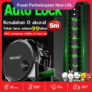 penggaris neon teknologi hitam dengan pita pengukur impor 5/7.5 /10 meter menebal penggaris meter persegi tahan aus presisi tinggi/Meteran Digital Laser/Meteran Baja Anti Karat - 5m*19mm